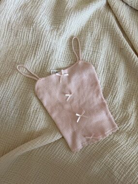 Pacsun Pink Bow Cami Tank Top crop light pastel